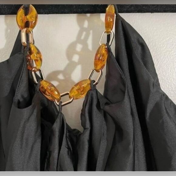 Zara Black Halter Midi Dress NWT Size Medium - Picture 6 of 7